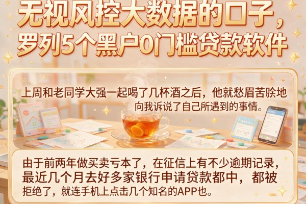 无视风控大数据的口子，罗列5个黑户0门槛贷款软件