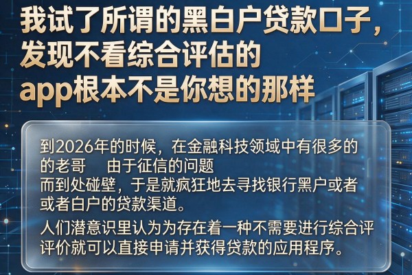 我试了所谓的黑白户贷款口子，发现不看综合评估的app根本不是你想的那样