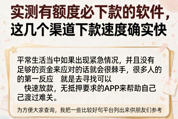 实测有额度必下款的软件，这几个渠道下款速度确实快