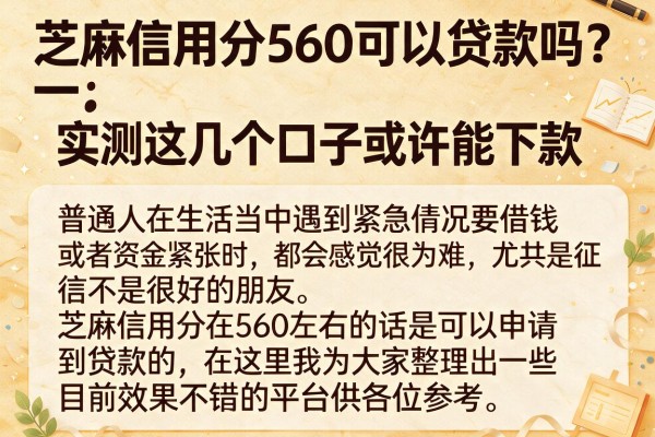 芝麻信用分560可以贷款吗？实测这几个口子或许能下款