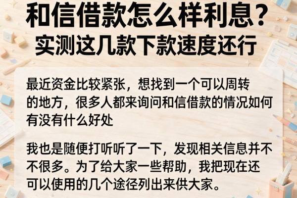 和信借款怎么样利息？实测这几款下款速度还行