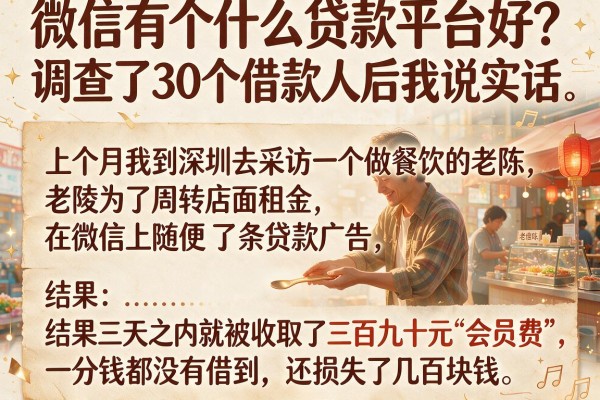 微信有个什么贷款平台好？调查了30个借款人后我说实话