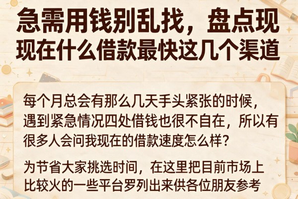 急需用钱别乱找，盘点现在什么借款最快这几个渠道