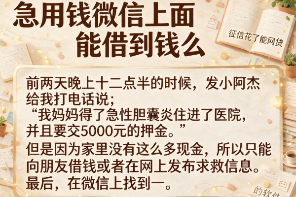 急用钱微信上面能借到钱么，归纳五个征信花了能网贷的软件