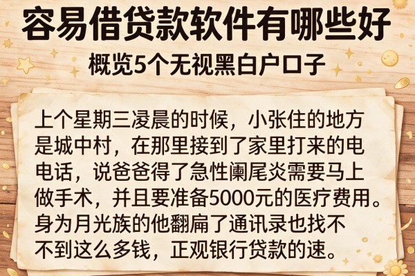 容易借贷款软件有哪些好，概览5个无视黑白户口子