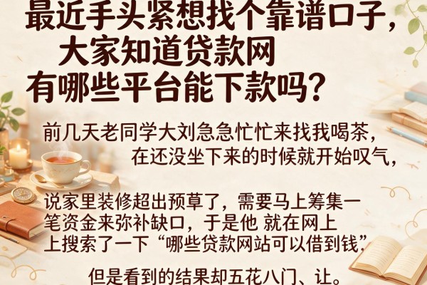 最近手头紧想找个靠谱口子，大家知道贷款网有哪些平台能下款吗？