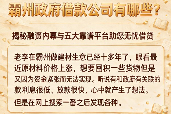 霸州政府借款公司有哪些？揭秘融资内幕与五大靠谱平台助您无忧借贷