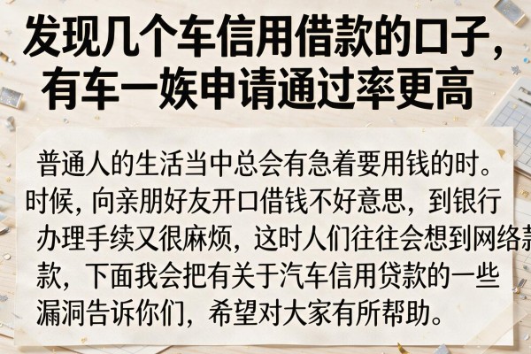 发现几个车信用借款的口子，有车一族申请通过率更高