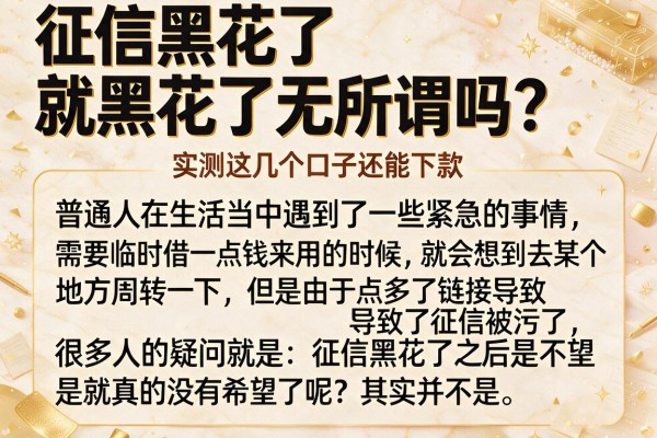 征信黑花了就黑花了无所谓吗？实测这几个口子还能下款