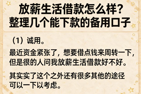 放薪生活借款怎么样？整理几个能下款的备用口子