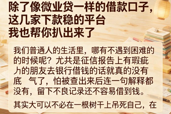 除了像微业贷一样的借款口子，这几家下款稳的平台我也帮你扒出来了