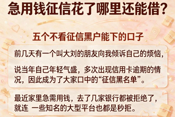急用钱征信花了哪里还能借？盘点五个不看征信黑户能下的口子