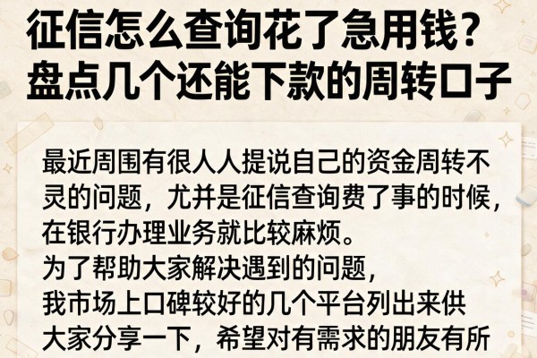 征信怎么查询花了急用钱？盘点几个还能下款的周转口子