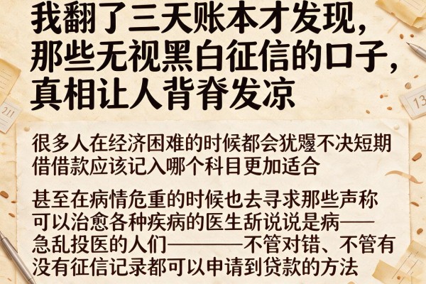 我翻了三天账本才发现，那些无视黑白征信的口子，真相让人背脊发凉