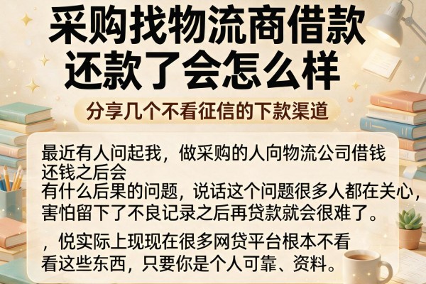 采购找物流商借款还款了会怎么样，分享几个不看征信的下款渠道