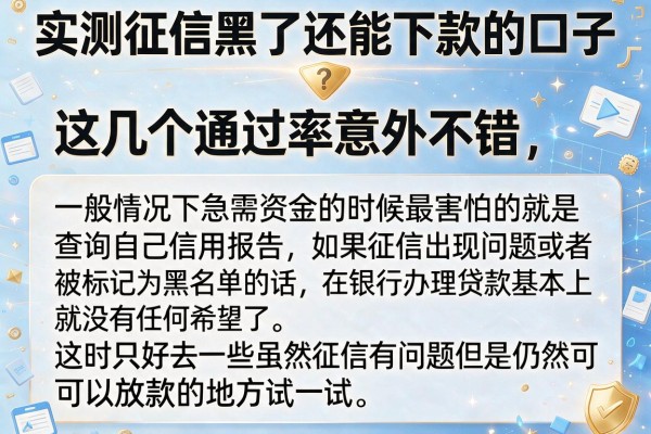 实测征信黑了还能下款的口子，这几个通过率意外不错