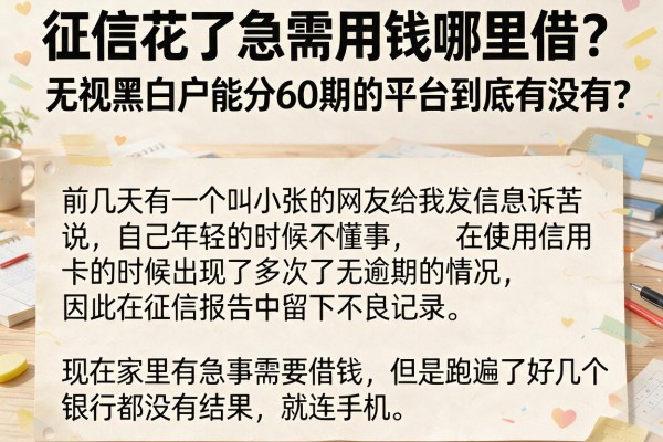 征信花了急需用钱哪里借？无视黑白户能分60期的平台到底有没有？