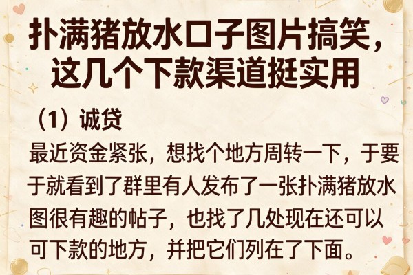 扑满猪放水口子图片搞笑，这几个下款渠道挺实用