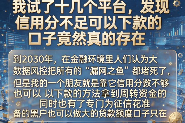 我试了十几个平台，发现信用分不足可以下款的口子竟然真的存在