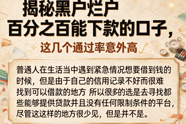 揭秘黑户烂户百分之百能下款的口子,这几个通过率意外高
