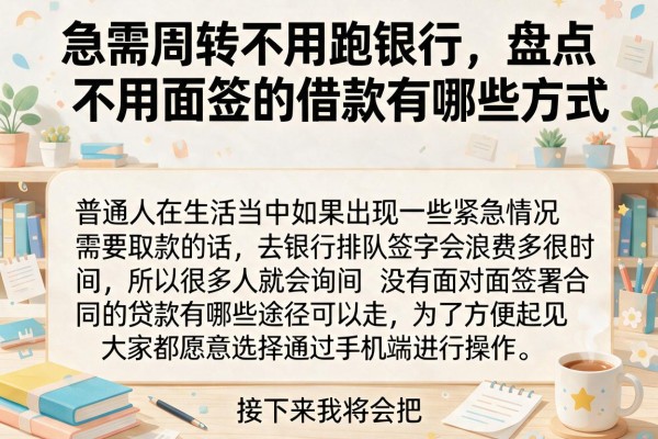 急需周转不用跑银行，盘点不用面签的借款有哪些方式