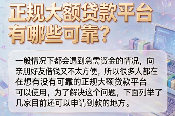正规大额贷款平台有哪些可靠？实测这几个下款挺稳