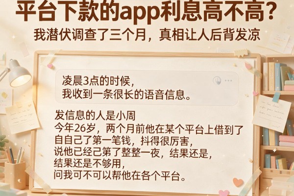平台下款的app利息高不高？我潜伏调查了三个月，真相让人后背发凉