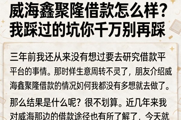 威海鑫聚隆借款怎么样？我踩过的坑你千万别再踩