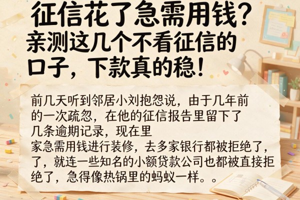 征信花了急需用钱?亲测这几个不看征信的口子,下款真的稳!