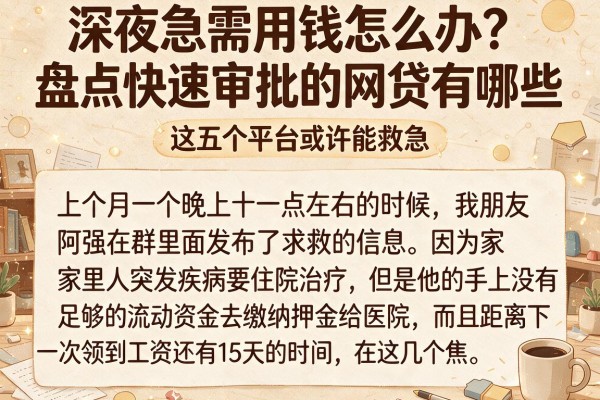 深夜急需用钱怎么办？盘点快速审批的网贷有哪些，这五个平台或许能救急