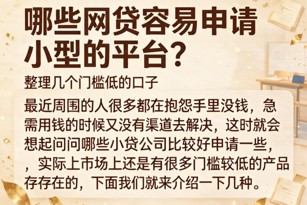 哪些网贷容易申请小型的平台？整理几个门槛低的口子