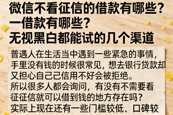 微信不看征信的借款有哪些？无视黑白都能试的几个渠道