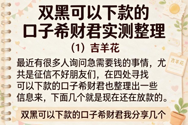 双黑可以下款的口子希财君实测整理