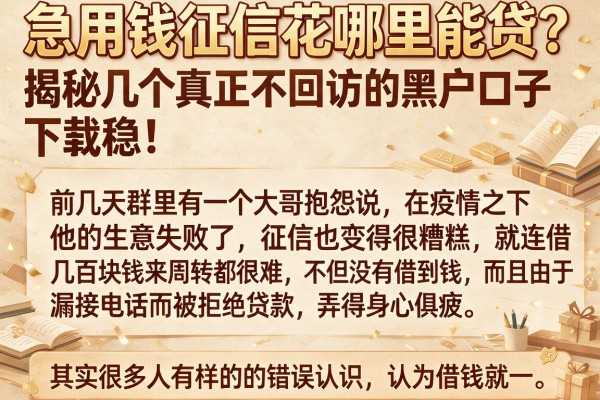 急用钱征信花哪里能贷？揭秘几个真正不回访的黑户口子，下款稳！