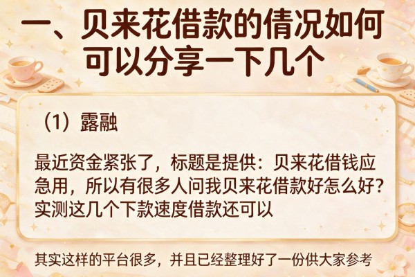 贝来花借款怎么样？实测这几个下款速度还可以