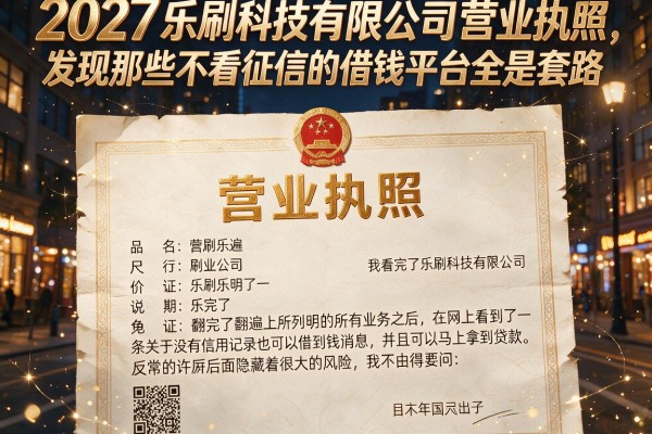 我翻遍乐刷科技有限公司营业执照，发现那些不看征信的借钱平台全是套路