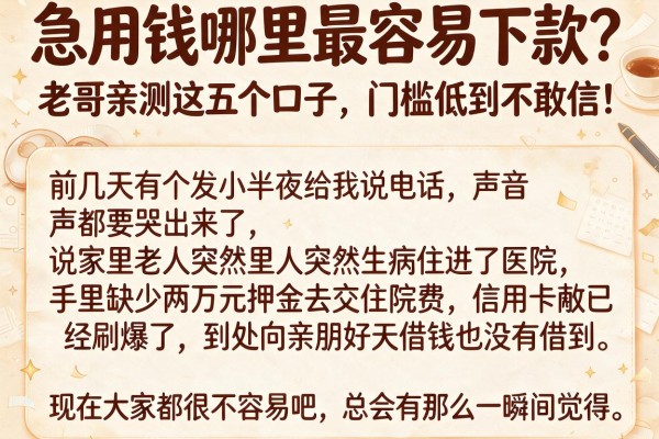 急用钱哪里最容易下款？老哥亲测这五个口子，门槛低到不敢信！