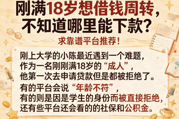 刚满18岁想借钱周转，不知道哪里能下款？求靠谱平台推荐！