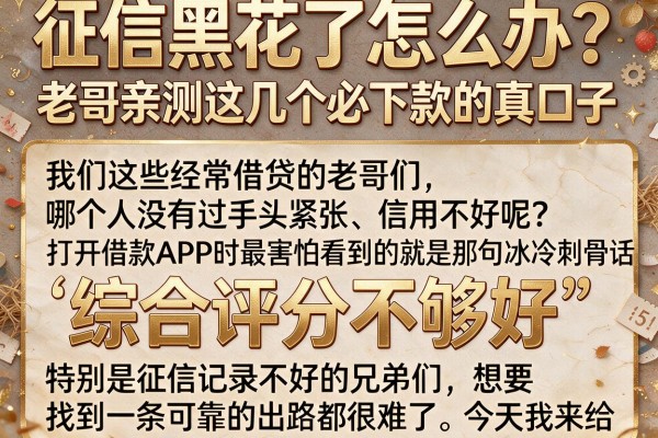 征信黑花了怎么办？老哥亲测这几个必下款的真口子