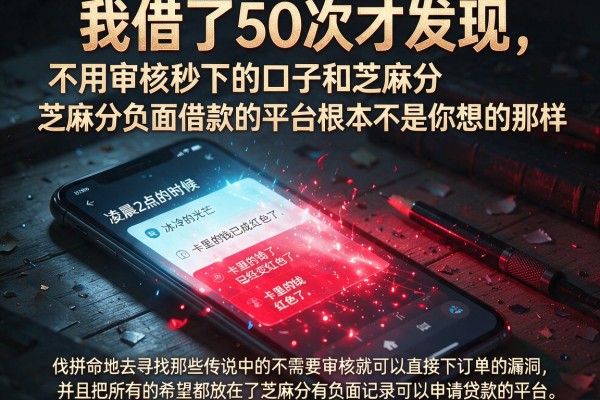 我借了50次才发现，不用审核秒下的口子和芝麻分负面借款的平台根本不是你想的那样