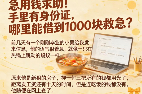 急用钱求助！手里只有身份证，哪里能借到1000块救急？