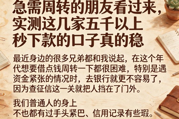 急需周转的朋友看过来,实测这几家五千以上秒下款的口子真的稳