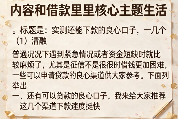 实测还能下款的良心口子，这几个渠道下款速度挺快