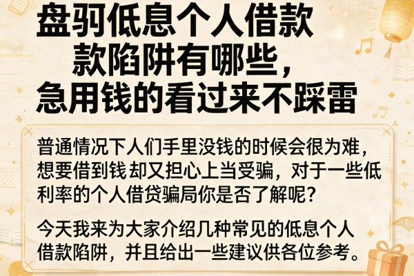 盘点低息个人借款陷阱有哪些，急用钱的看过来不踩雷