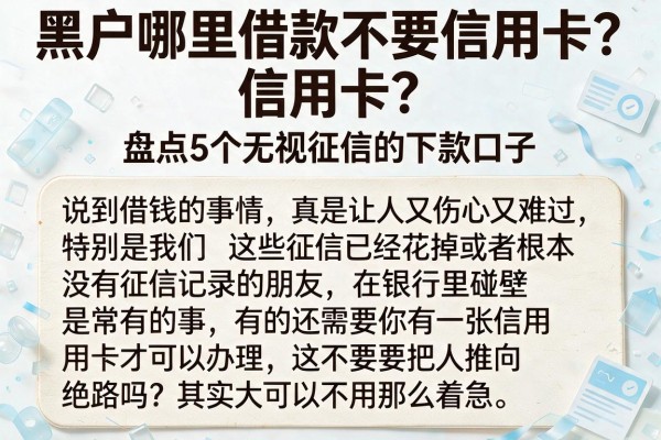 黑户哪里借款不要信用卡？盘点5个无视征信的下款口子