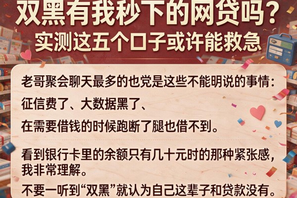 双黑有我秒下的网贷吗?实测这五个口子或许能救急
