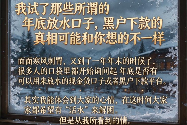 我试了那些所谓的年底放水口子，黑户下款的真相可能和你想的不一样