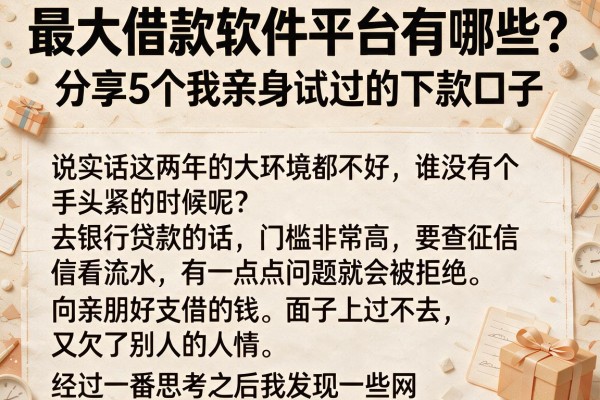 最大借款软件平台有哪些？分享5个我亲身试过的下款口子