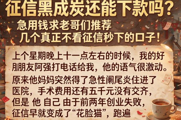 征信黑成炭还能下款吗？急用钱求老哥们推荐几个真正不看征信秒下的口子！