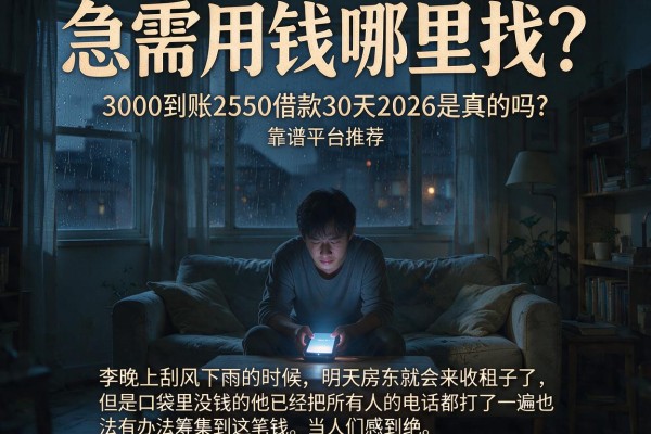 急需用钱哪里找？3000到账2550借款30天2026是真的吗？靠谱平台推荐
